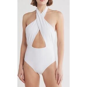New BEACH RIOT Jessica Cutout One-Piece Swimsuit $228 MEDIUM White